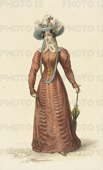 Fashion Plate (Promenade Dress), 1826. Creator: Rudolph Ackermann.