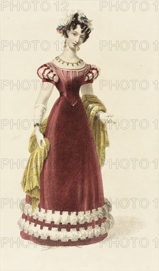 Fashion Plate (Evening Dress), 1826. Creator: Rudolph Ackermann.