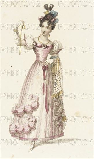 Fashion Plate (Evening Costume), 1828. Creator: Rudolph Ackermann.