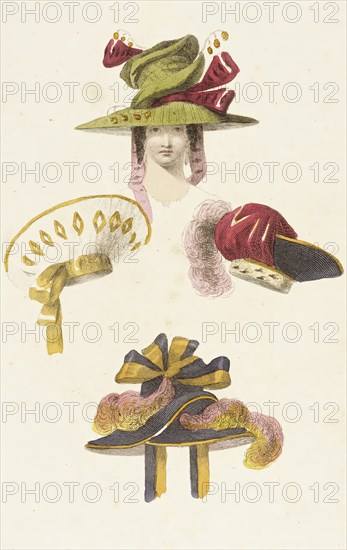 Fashion Plate (Head Dresses), 1828. Creator: Rudolph Ackermann.