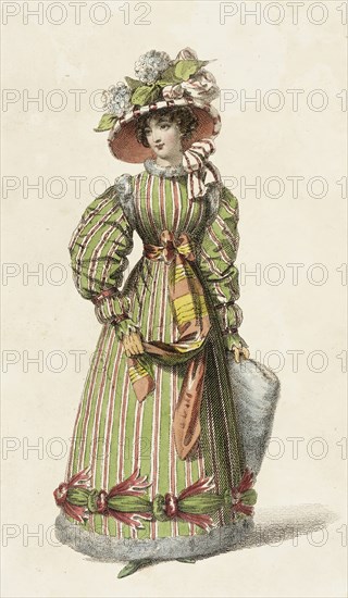 Fashion Plate (Promenade Dress), 1827. Creator: Rudolph Ackermann.