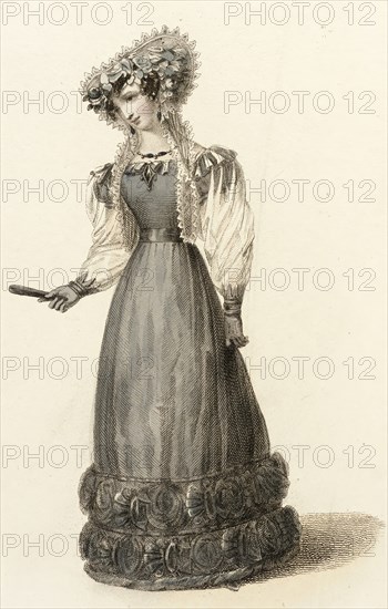 Fashion Plate (Evening Dress), 1827. Creator: Rudolph Ackermann.