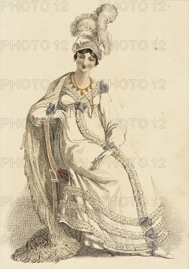 Fashion Plate (Evening Dress), 1817. Creator: Rudolph Ackermann.