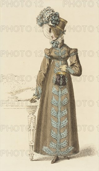 Fashion Plate (Walking Dress), 1818. Creator: Rudolph Ackermann.