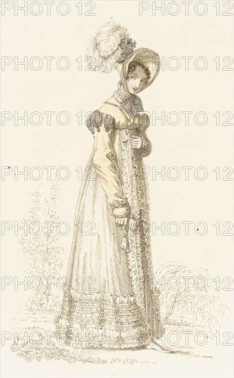 Fashion Plate (Walking Dress), 1818. Creator: Rudolph Ackermann.