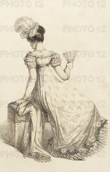 Fashion Plate (Evening Dress), 1820. Creator: Rudolph Ackermann.