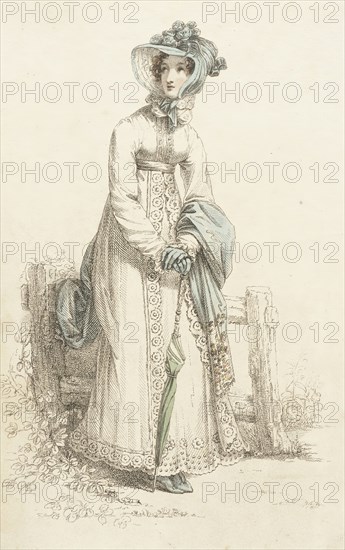 Fashion Plate (Walking Dress), 1820. Creator: Rudolph Ackermann.