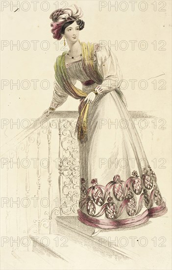 Fashion Plate (Evening Dress), 1826. Creator: Rudolph Ackermann.