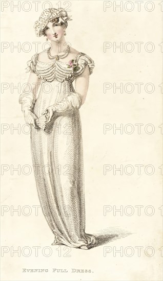 Fashion Plate (Evening Full Dress), 1812. Creator: Rudolph Ackermann.