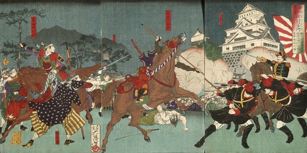 Battle before Kumamoto Castle, 1877. Creator: Tsukioka Yoshitoshi.