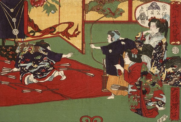 Tokugawa Ietsuga Playing at Archery, 1875. Creator: Tsukioka Yoshitoshi.