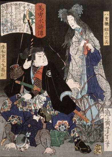 Akamatsu Jutamaru Takanori and the Ghost of Yaegakehime, 19th century. Creator: Tsukioka Yoshitoshi.