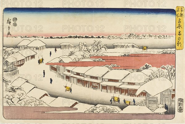 View of Snow at Yoshiwara, c1847-1852. Creator: Ando Hiroshige.