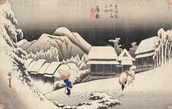 Evening Snow at Kambara, between circa 1833 and circa 1834. Creator: Ando Hiroshige.