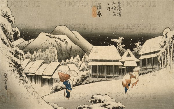 Evening Snow at Kambara, between circa 1833 and circa 1834. Creator: Ando Hiroshige.