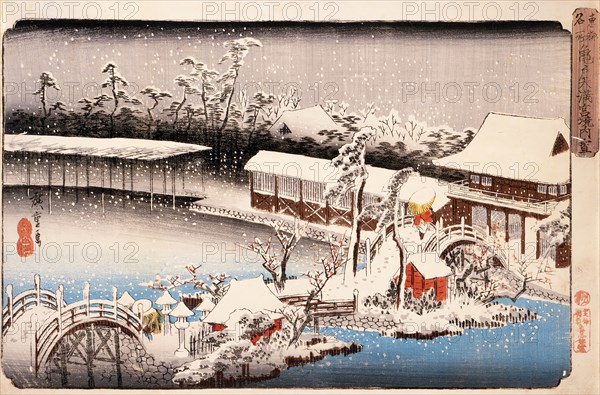 View of Kameido Tenmangu Shrine in Snow, c1832-38. Creator: Ando Hiroshige.