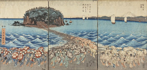 Pilgrimage of Female Entertainers to Enoshima to Pay Homage to Benzaiten, 2nd quarter of 19th cent. Creator: Ando Hiroshige.