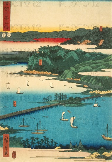 Eight Views of Omi: Miidera, Ishiyama, Seta (image 2 of 3), 1856. Creator: Ando Hiroshige.