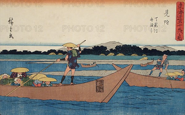 Ferry Crossing the Tenryu River, Mitsuke, c1841-42. Creator: Ando Hiroshige.
