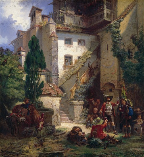 Marksmen in Merano, 1862. Creator: Johan Christoffer Boklund.