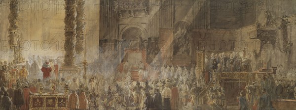Gustavus III Attending Christmas Mass in 1783, in St Peter's, Rome. Creator: Louis Jean Desprez.