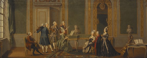 Gustavian Style Interior with a Musical Party, 1779. Creator: Per Hillestrom.