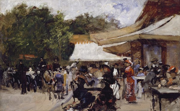 Outside a Restaurant in the Bois de Boulogne. Study, late 19th century. Creator: Hugo Birger.