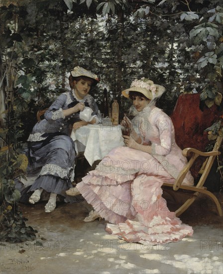 Sitting under the Arbour, 1880. Creator: Hugo Birger.