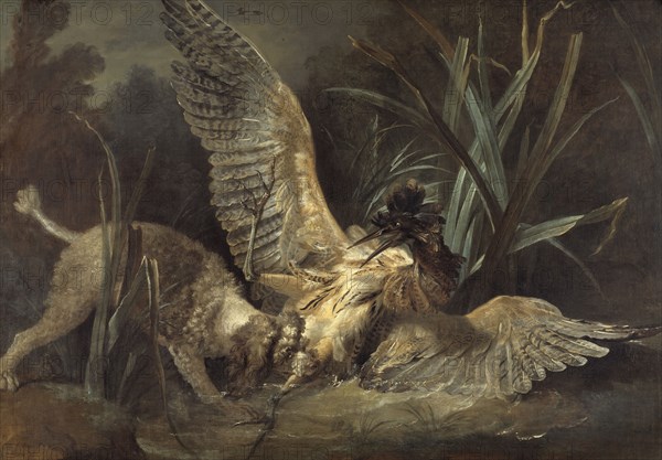 Spaniel Seizing a Bittern, 1725. Creator: Jean-Baptiste Oudry.