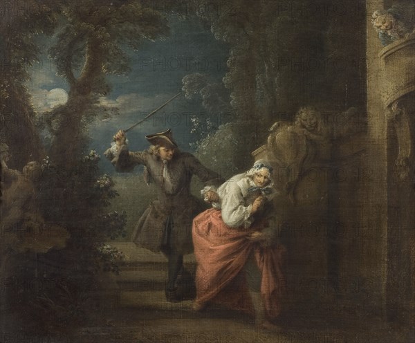 The Cudgelled and Contented Cuckold, early 18th century. Creator: Jean-Baptiste Pater.