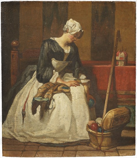 The Embroiderer, mid-late 18th century. Creator: Jean-Simeon Chardin.