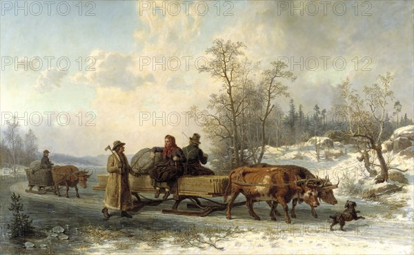 Peasants from Sorunda on their Way to Stockholm, 1862. Creator: Nils Andersson.