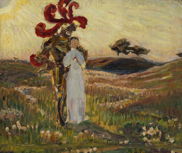 Sketch for The Knight and the Maid, 1894. Creator: Sven Richard Bergh.