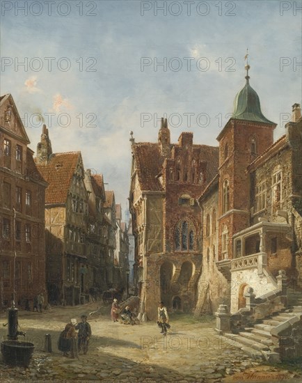 Street in Hamburg. Study in Architecture, 1870. Creator: Wilhelm von Hanno.