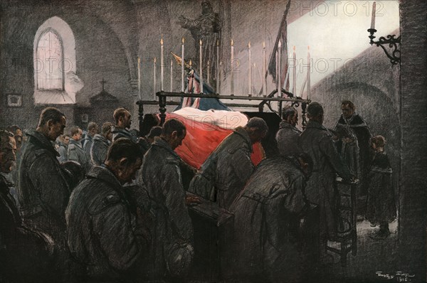 'L'Office pour les morts au champ d'honneur', 1916. Creator: Georges Bertin Scott.