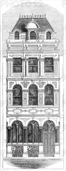Improved street architecture - the Promoter Life Assurance Office, Fleet-Street, 1860. Creator: Unknown.