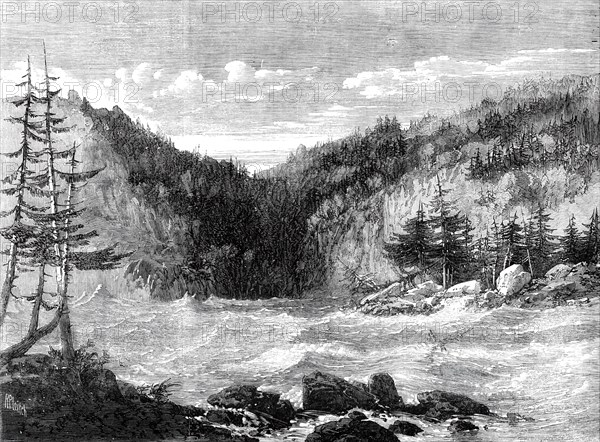 The Niagara above the Falls - by our special artist G. H. Andrews, 1860. Creator: Richard Principal Leitch.