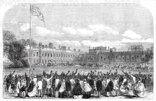 The Review of Lancashire Rifle Volunteers in Knowsley Park - the Earl and Countess of..., 1860. Creator: Unknown.