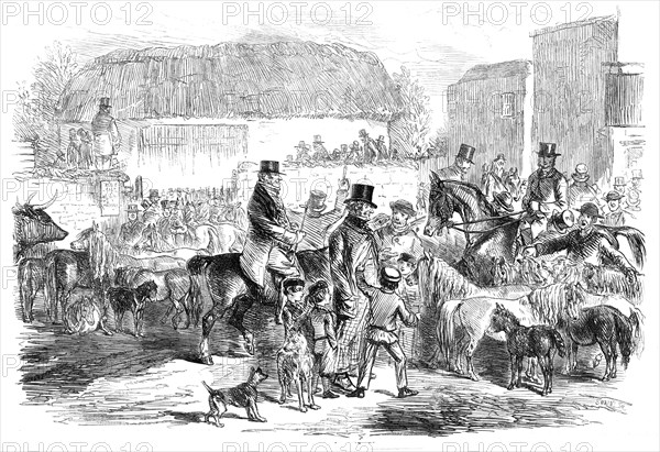 The Exmoor Pony Fair at Bampton, Devon, 1860. Creator: Unknown.