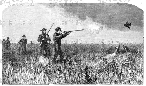 His Royal Highness the Prince of Wales shooting on the prairies of the far west, 1860. Creator: Harrison Weir.