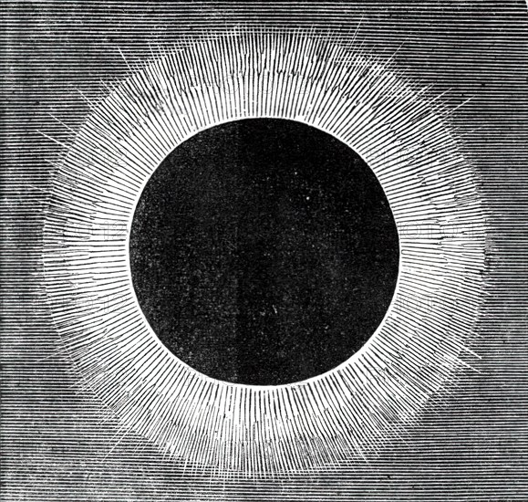 The Eclipse of the Sun on July 18 in Spain - luminous corona as seen round the Moon..., 1860. Creator: Unknown.