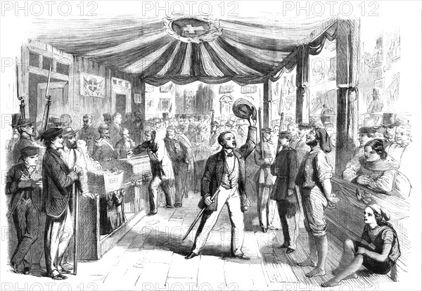 The vote for annexation at Naples - polling booth at Monte Calvario - from a sketch by T. Nast, 1860 Creator: Unknown.
