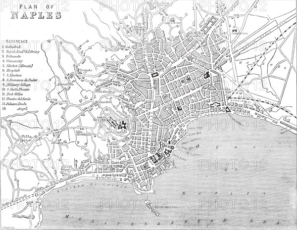 Plan of Naples, 1860. Creator: John Dower.