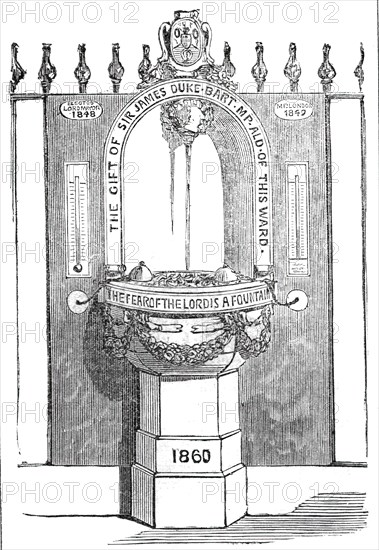New drinking-fountain in Fleet Street, 1860. Creator: Unknown.