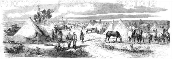 Cavalry quarters at the camp of Chalons - from a drawing by M. Beaucé, 1860. Creator: Unknown.