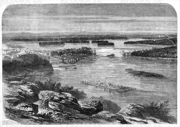 Progress of the Prince of Wales in Canada - view of part of the city and river of Ottawa..., 1860. Creator: Unknown.