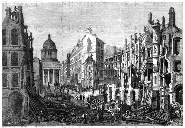 Paris demolitions - removal of a portion of the Quartier Latin - from a drawing by M. Thorigny, 1860 Creator: Unknown.