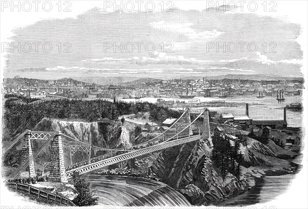 The Suspension Bridge over the River St. John, New Brunswick, visited by the Prince of Wales..., 186 Creator: Unknown.