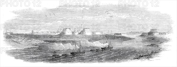 The War in China - the forts at the mouth of the Pehtang River, 1860. Creator: Unknown.