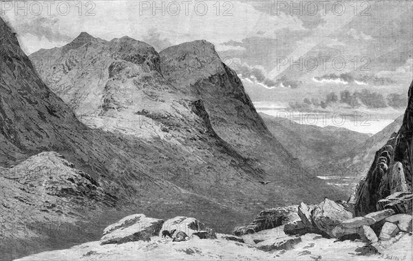 Mountain Gloom - the Pass of Glencoe, by A.P. Newton in the Exhibition of the Wate..., 1860. Creator: Mason Jackson.